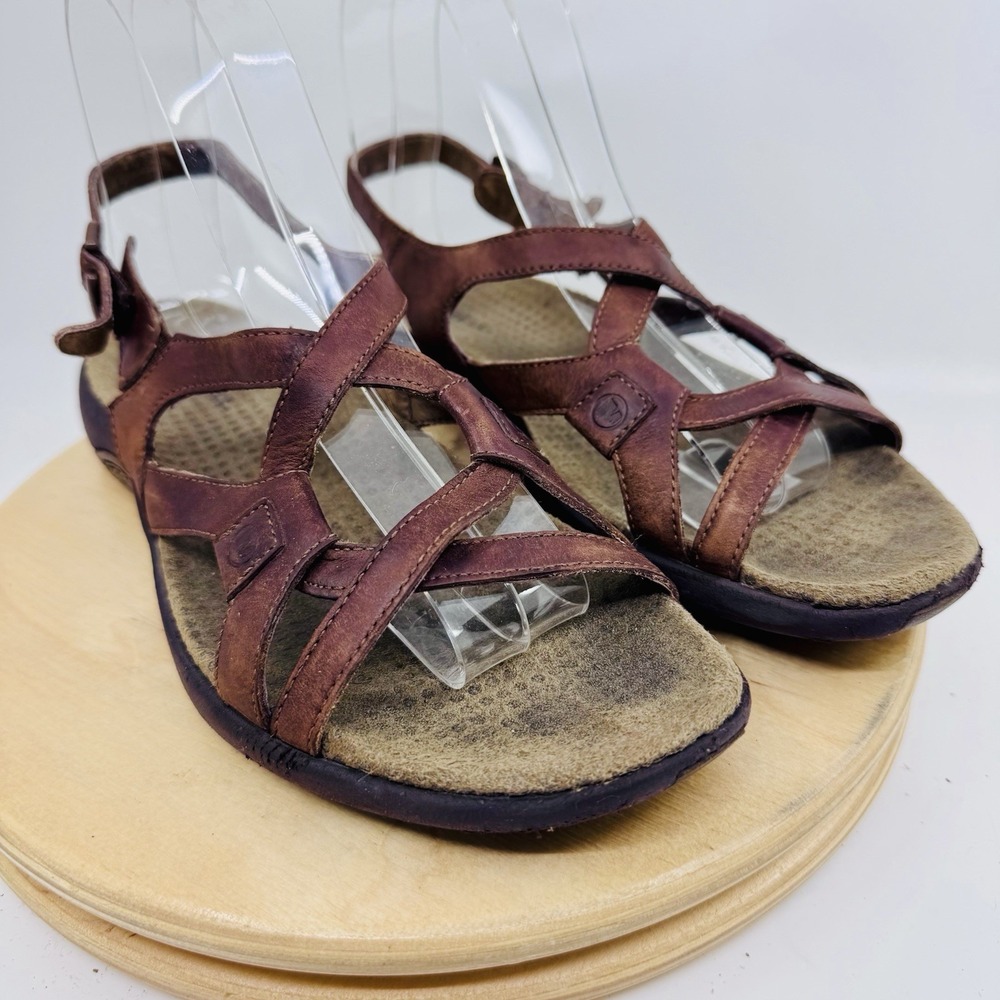 Merrell Agave Sandals Womens 8 Brown Leather Strappy Slingback shoes Y2K